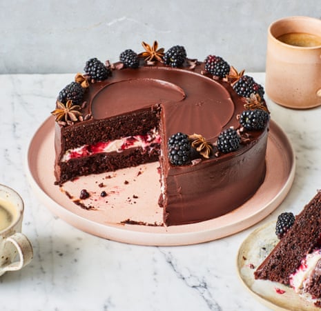 Edd Kimber’s rye chocolate blackberry cake.
