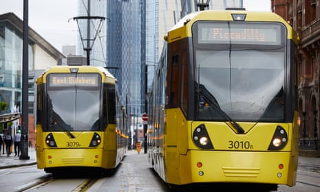 Metrolink trams in Manchester