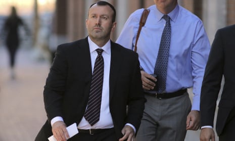 eBay’s former senior director of safety and security James Baugh arrives for his sentencing in Boston. 