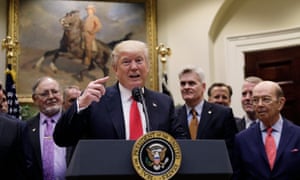 U.S. President Trump speaks prior to signing Executive Order on energy strategy at the White House in Washington