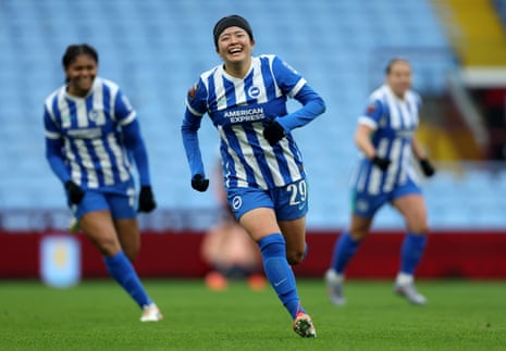 Fuka Tsunoda scores for Brighton after some cavalier defending from Aston VIlla.