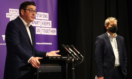 Victorian premier Daniel Andrews and chief health officer Brett Sutton give the daily Covid update in Melbourne, 30 September 2020.