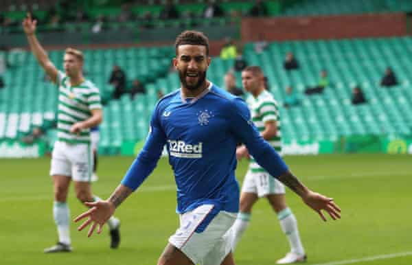 Connor Goldson celebrates scoring at Celtic Park last October