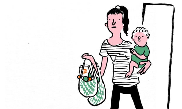 Illustration of single mum with child