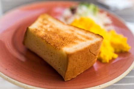 Thick slice of milk bread that has been freshly toasted