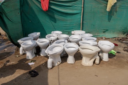 A collection of unplumbed toilets