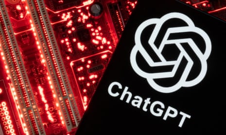 ChatGPT logo superimposed on image of circuit board.