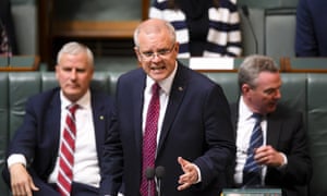 Scott Morrison speaks during House of Representatives question time at Parliament House