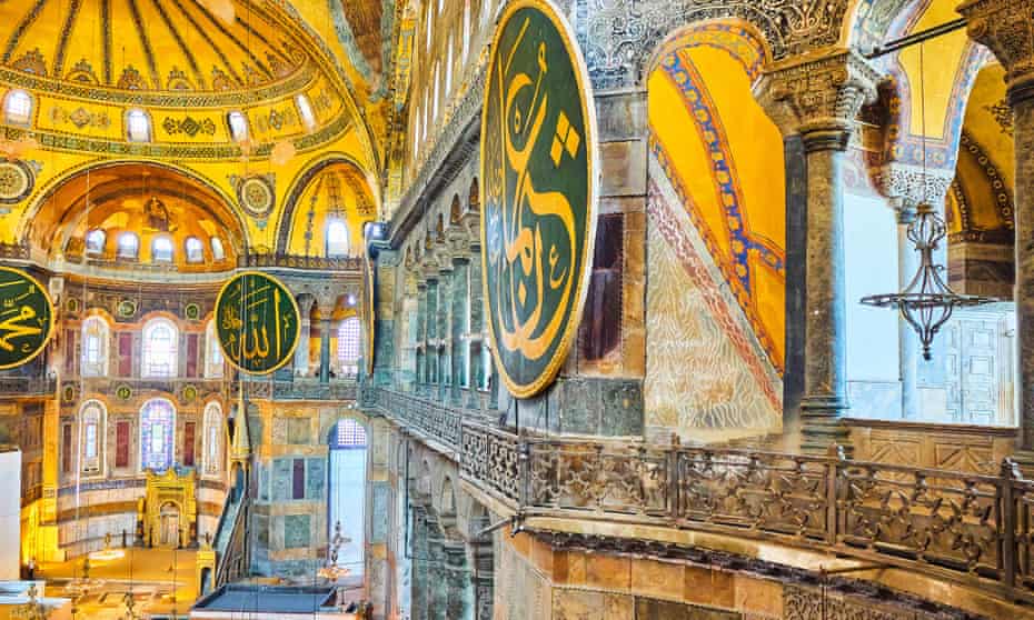 The upper south gallery of the nave of Hagia Sophia mosque, the church built in the 6th century in what is now Istanbul.