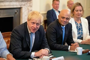 boris johnson and savid javid in cabinet meeting