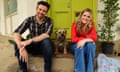Patrick Brammall and Harriet Dyer with either Zac or Buster as Colin from Accounts