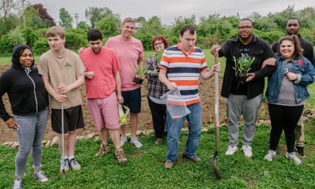 Young adults from Milestones Behavioral Services at their plot in Watson’s fellowship garden in Orange, Connecticut