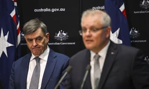 Australia’s chief medical officer Brendan Murphy (left) with the prime minister Scott Morrison.