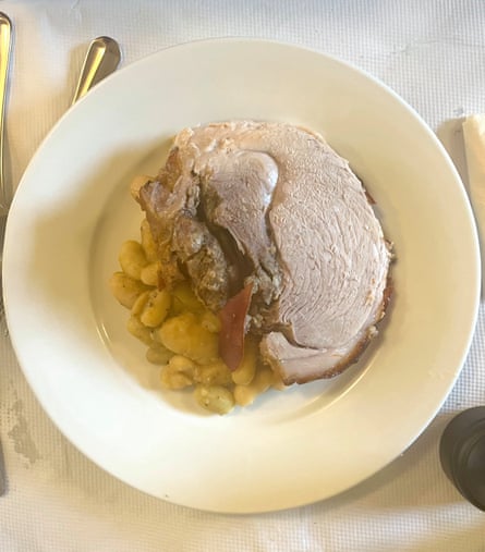 ‘A fabulous piece of meat, sensitively cooked’: roast pork.