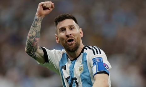 Lionel Messi celebrates after scoring for Argentina in last month’s World Cup final.