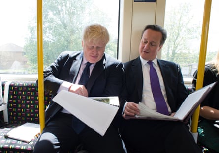 Cameron and Boris Johnson, an ‘ambassador for the truth-twisting age of populism’, in north-west London, 2014