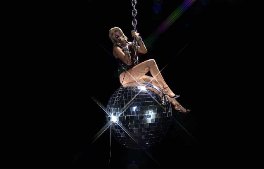 Miley Cyrus performing during the 2020 MTV Video Music Awards in August.