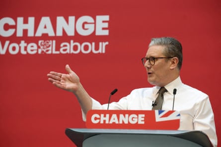 Keir Starmer speaks at the launch of the Labour Party’s manifesto in Manchester on 13 June.
