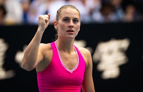 Ukrainian tennis player Marta Kostyu pictured during a match at the Australian Open in January 2024