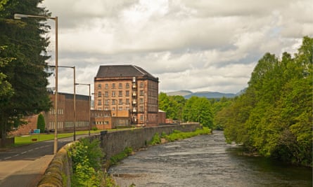 Deanston Mill now a distillery on the River Teith near Doune, Scotland.
