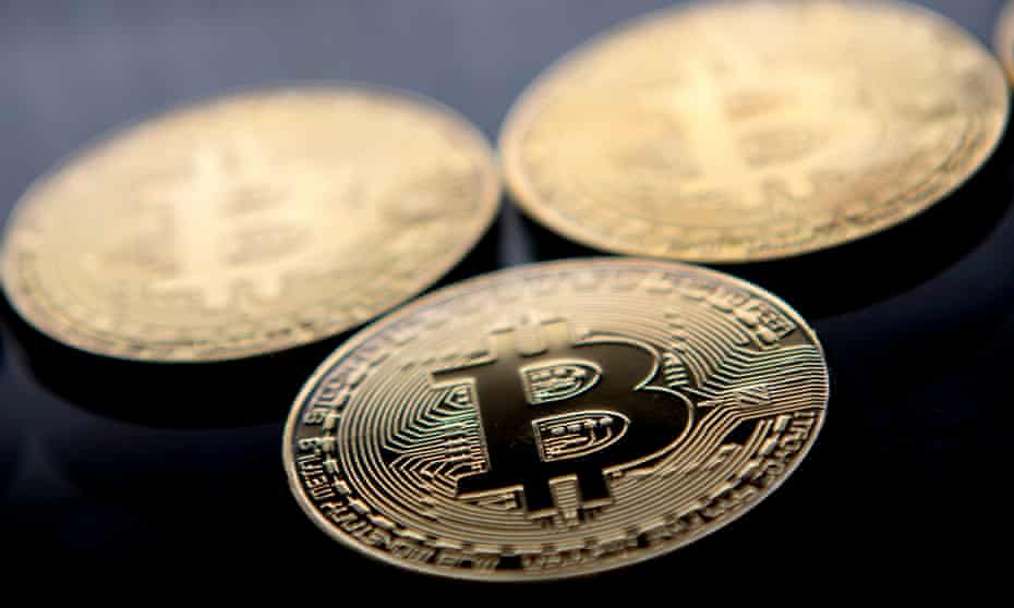 Gold-plated souvenir bitcoin coins