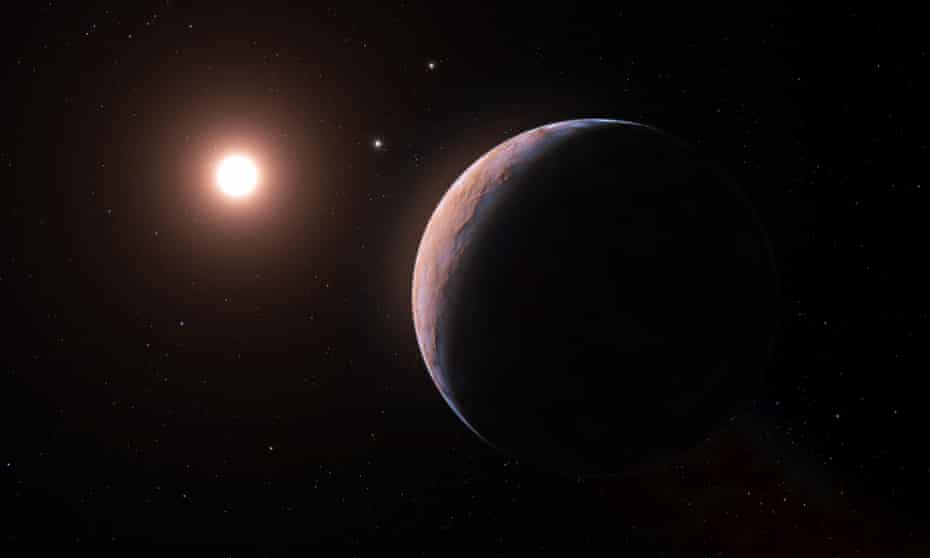 An artist's impression of Proxima d, which is orbiting the red dwarf star Proxima Centauri.