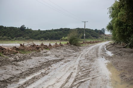 A small road covered in mud.