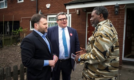 Sion Simon, the Labour candidate for West Midlands mayor, and Tom Watson, Labour’s deputy leader, campaigning in Smethwick.