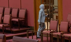 Labor senator Fatima Payman leaves the chamber after crossing the floor to vote with the Greens on a motion to recognise Palestine as state.