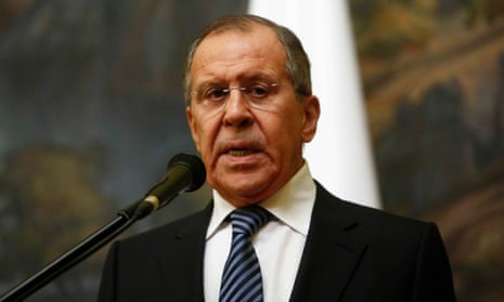 The Russian foreign minister Sergei Lavrov speaking in Moscow on Thursday.