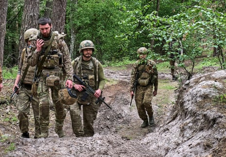 Ukrainian units conduct military training on a shooting range in the Kharkiv area in May 2025.