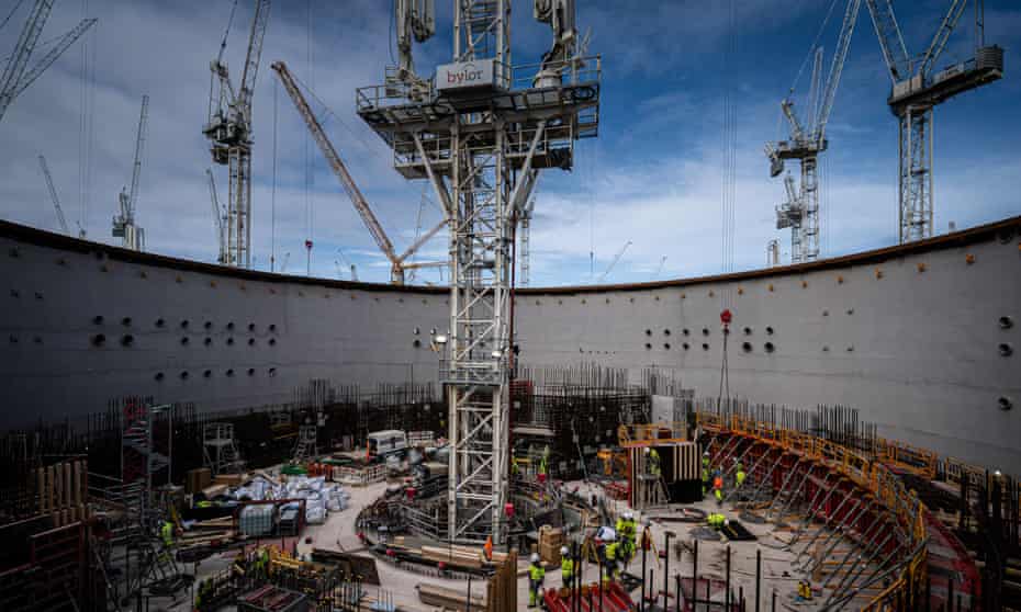 The reinforced concrete and steel home of a reactor at Hinkley Point C nuclear power plant.