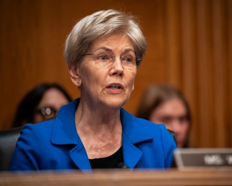 Elizabeth Warren reacts during a Senate banking, housing, and urban affairs committee confirmation hearing at the US Capitol, 4 September 2025.