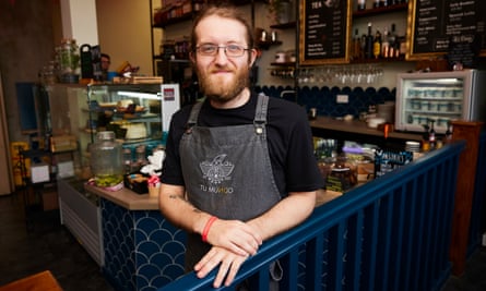 Luke Jones at Tu Mundo cafe in Prestatyn