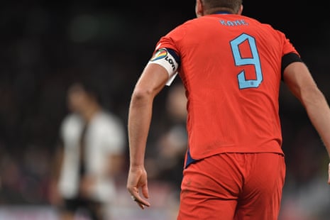 Harry Kane wearing the ‘OneLove’ captain’s armband during a Uefa Nations League match between England and Germany in September.