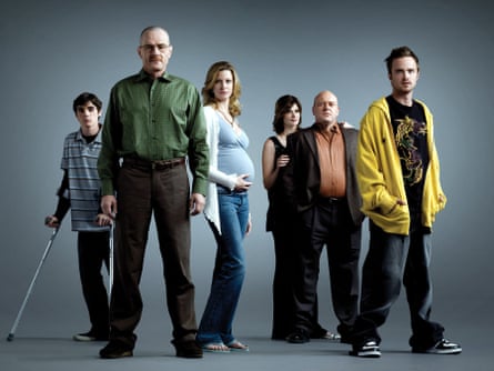 RJ Mitte with the cast of Breaking Bad