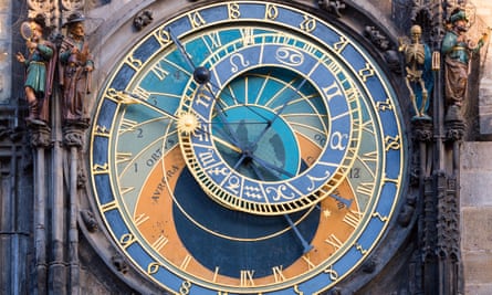 An astronomical clock in Prague, Czech Republic.