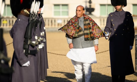 Rajnath Singh, India’s defence minister, attends Horse Guards Parade in London on 9 January 2024.
