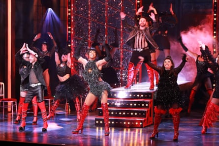 Matt Cardle, Johannes Radebe and Courtney Bowman at the curtain call for a gala performance of Kinky Boots at the London Coliseum in March 2026.