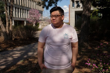 Anthony Meng at Hamline University in Saint Paul, Minnesota. Meng, a senior undergraduate student at Hamline, is a Food Access Student Coordinator at the Food Resource Center where students and staff can access free food.