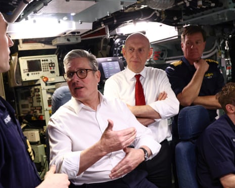 Keir Starmer and John Healey on a visit to a Vanguard submarine