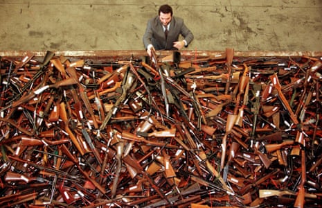 A pile of about 4,500 firearms in Sydney handed in over the first month of the Australian government’s buyback scheme after the Port Arthur massacre.