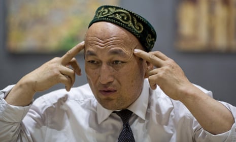 Omir Bekali talks about the psychological stress he endured in a Chinese internment camp during an interview in Almaty, Kazakhstan, on 29 March.