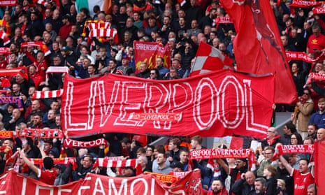 Flags on the Kop during a Liverpool game