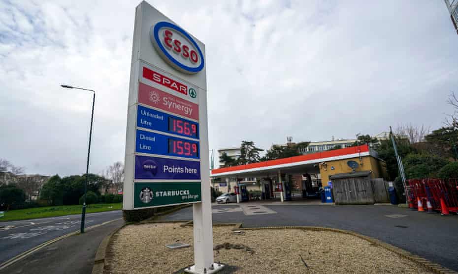 Fuel prices displayed at an Esso petrol station in Bournemouth in Dorset on Monday. Average UK petrol prices have exceeded £1.51 for the first time.
