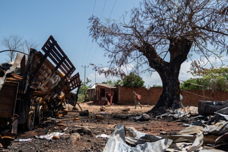 A military vehicle destroyed during clashes between M23 rebel group and the armed forces of the Democratic Republic of the Congo in Luvungi, South Kivu, DRC.