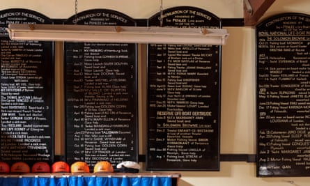 The service boards at the old Penlee lifeboat house in Cornwall.
