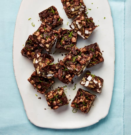 Yotam Ottolenghi’s salted coffee, pecan and lime rocky road.