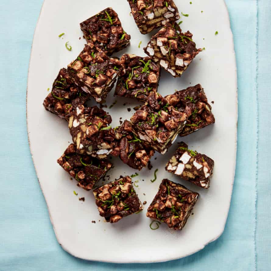 Yotam Ottolenghi’s salted coffee, pecan and lime rocky road.