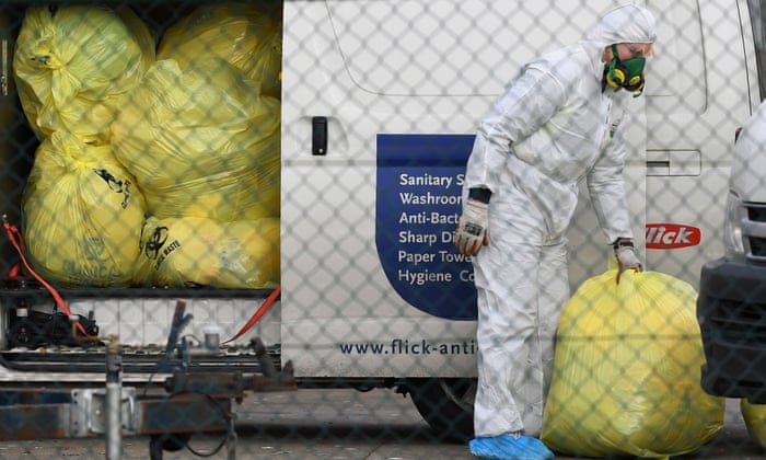 Medical waste is removed from the St Basil’s Home for the Aged in the Melbourne suburb of Fawkner.